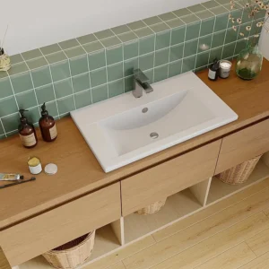 Lavabo semi-incasso Ceramica bianca, L71,5 cm, YASMAC