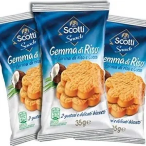 120 pezzi Gemma Di Riso Al Cocco Riso Scotti Snack 35 Gr Biscotti al Cocco Confezionati Mono Porzione