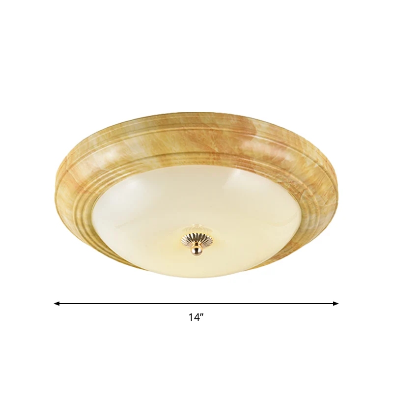 Plafoniera minimalista incasso vetro bianco da 14"/16"/19,5" con montaggio incasso LED giallo per foyer | Confezione Igienica