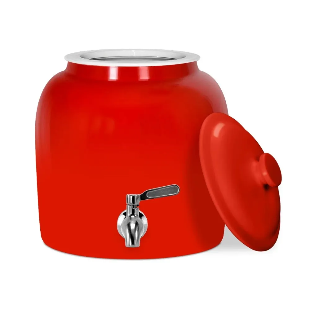 GEO Porcelain Ceramica Crock Water Dispenser - Red