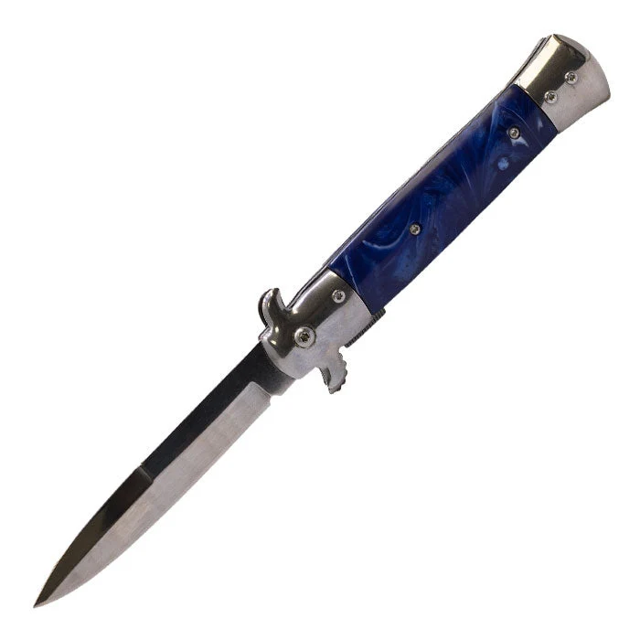 Perucci - 9" Blue Sapphire Marble Effect Portatile Pocket Knife