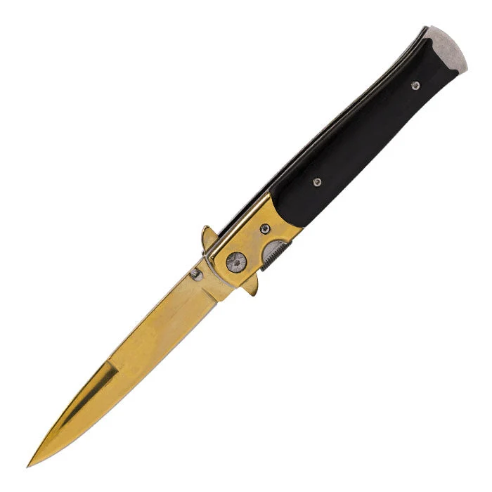 Perucci - 9" Gold and Nero notte Polished Surface Foldable Pocket Knife