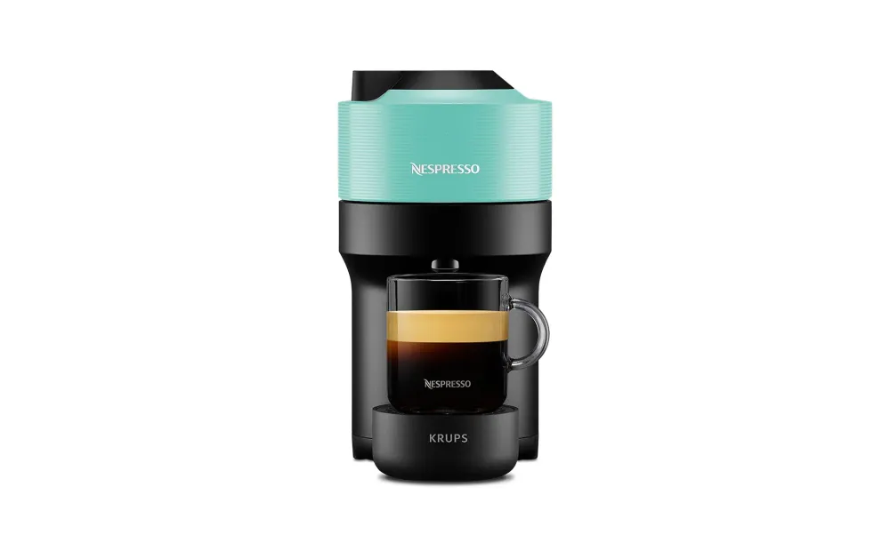 Krups Macchina per capsule Vertuo Pop – per Nespresso Vertuo, 0,6 l, nero/menta, 13,6 × 25 × 42,6 cm