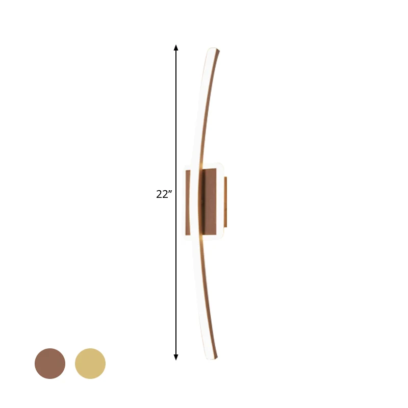 Lampada da parete curva lineare alluminio Simplicity Illuminazione per applique da parete LED oro / caffè per sala da pranzo