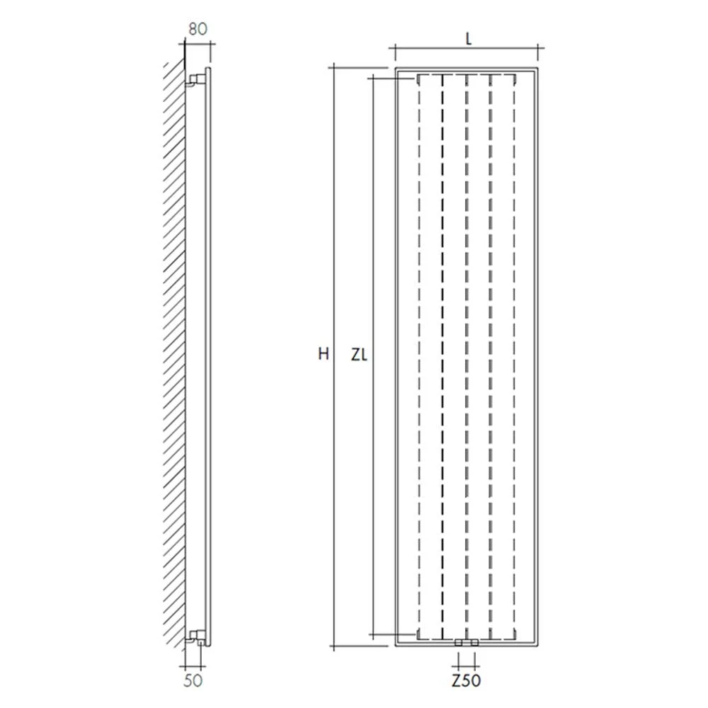 Termoarredo idraulico 150x51 cm interasse mm 50 Modello 'Leaf' Termocrea