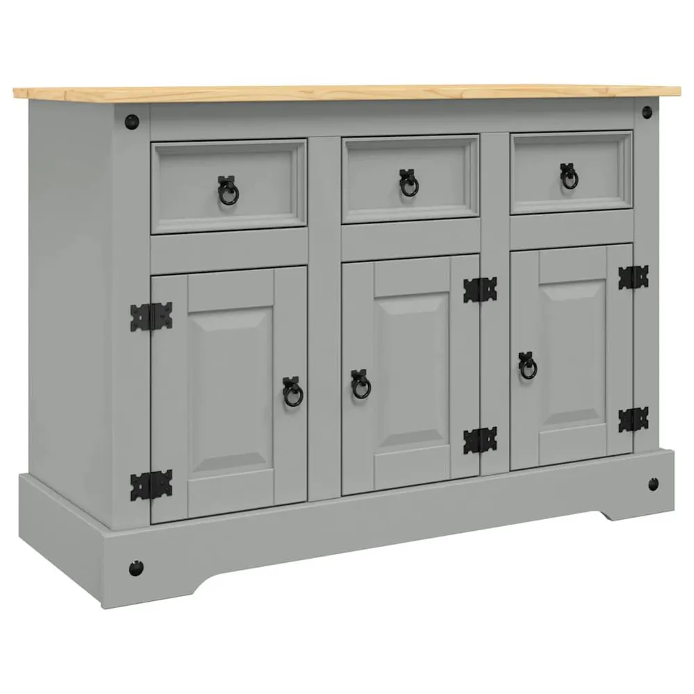 Credenza Corona Grigia 112x43x78 cm Legno di Pino Messicano
