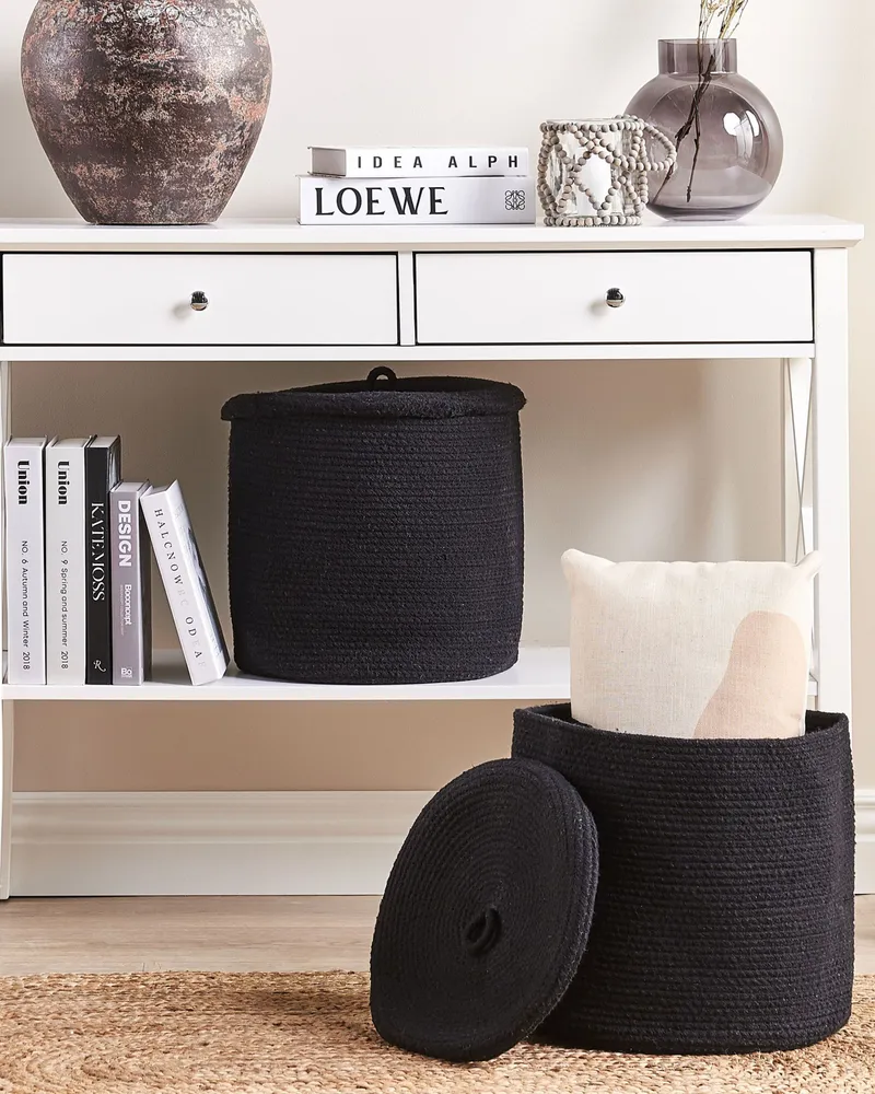Set di 2 ceste cotone nero SILOPI