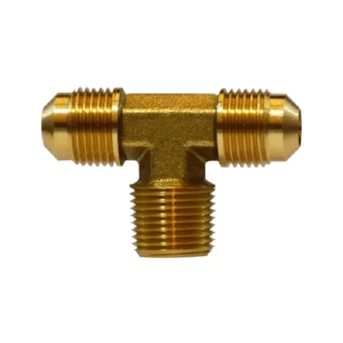 3/4" Male Flared X 1/2" Male NPTF Branch Tee SAE 45 Degree Ottone Fittings 10220