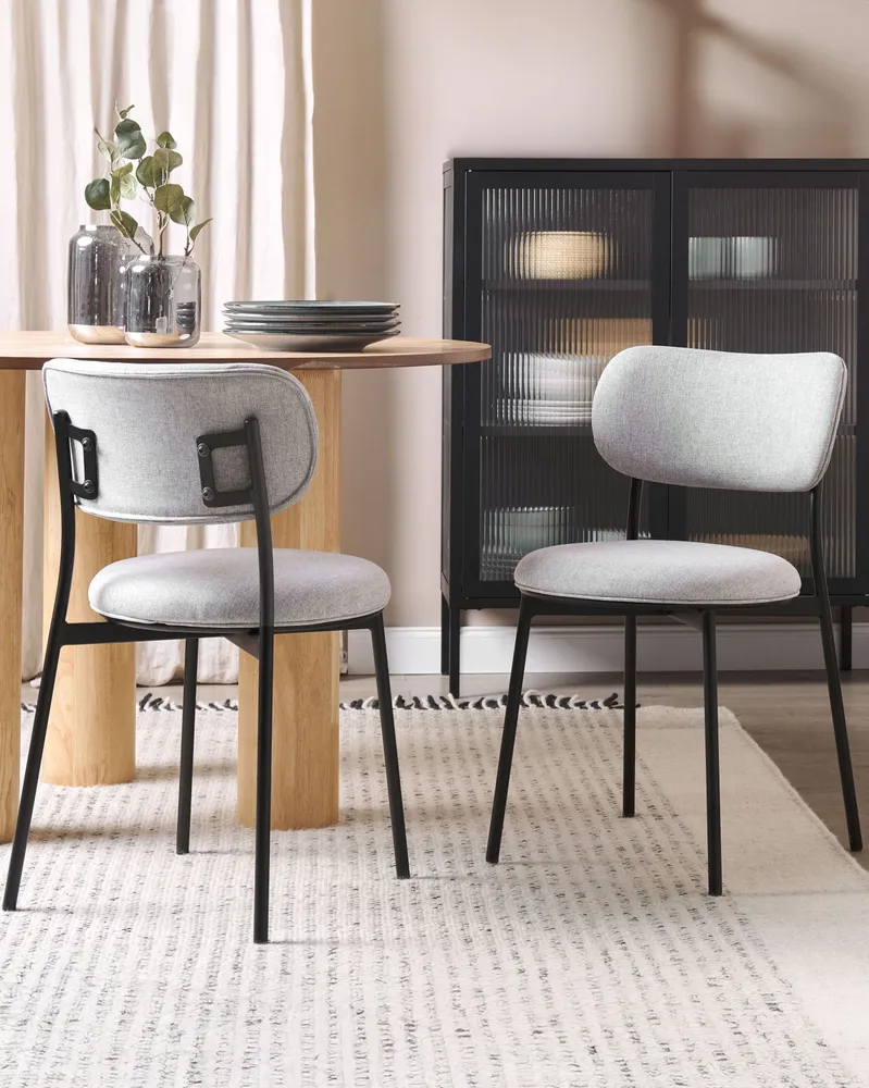 Set 2 Fabric Dining Chairs Grey CASEY