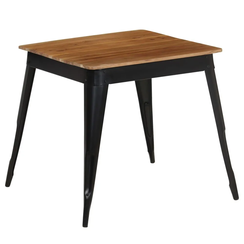Tavolo da Pranzo Massello d'Acacia e Acciaio 75x75x76 cm