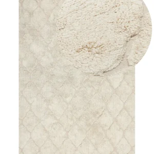 Cotton Area Rug 140 x 200 cm Beige SILCHAR