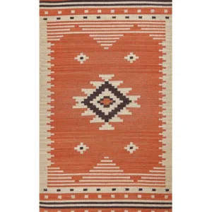 Cotton Kilim Area Rug 80 x 150 cm Orange GAVAR