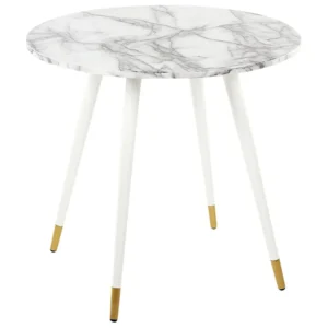 Round Dining Table ⌀ 80 cm Marble Effect and White GUTIERE