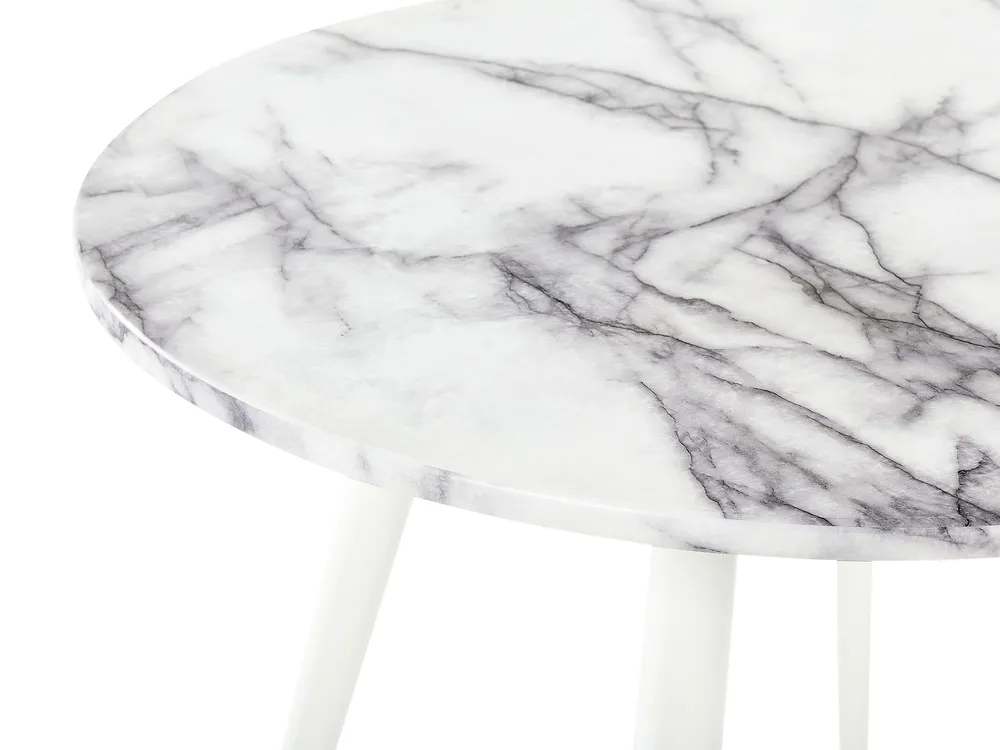 Round Dining Table ⌀ 80 cm Marble Effect and White GUTIERE