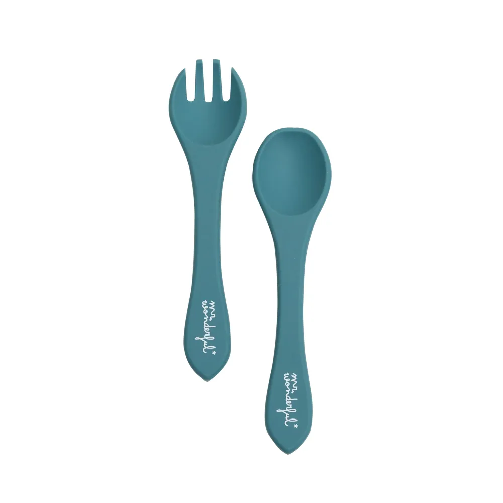 Set di posate silicone per bebé – Blu