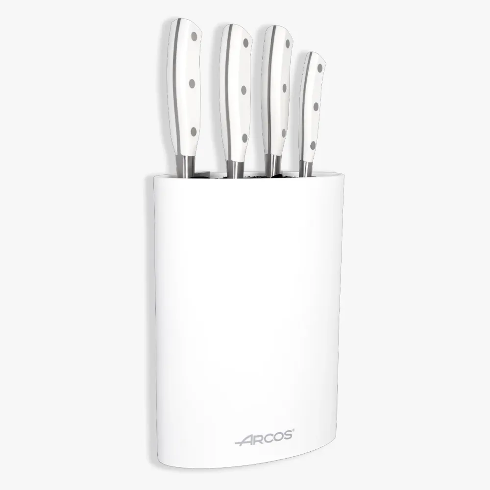 Set Cucina 4 Pezzi Serie Riviera Blanc + Ceppo con Supporto ad Angolo